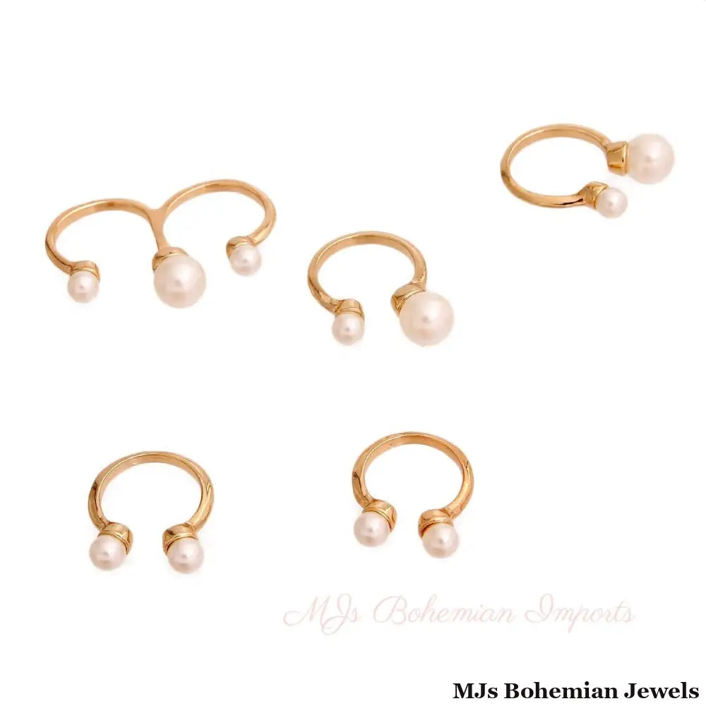 Cream Pearl Midi Ring Set