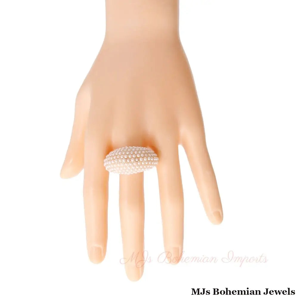 Cream Pearl Rounded Cocktail Ring