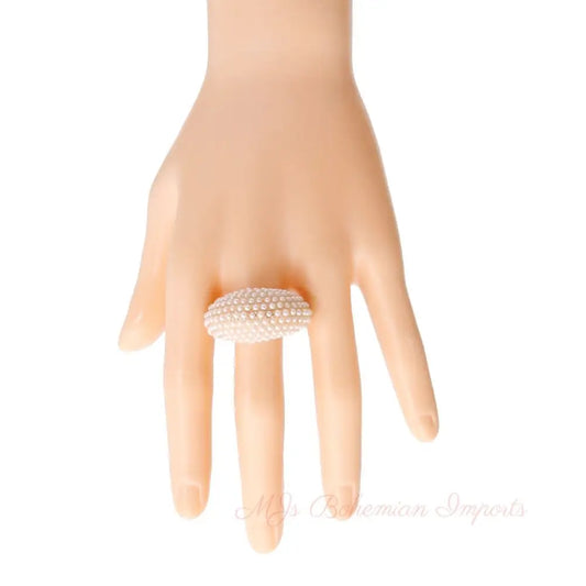 Cream Pearl Rounded Cocktail Ring