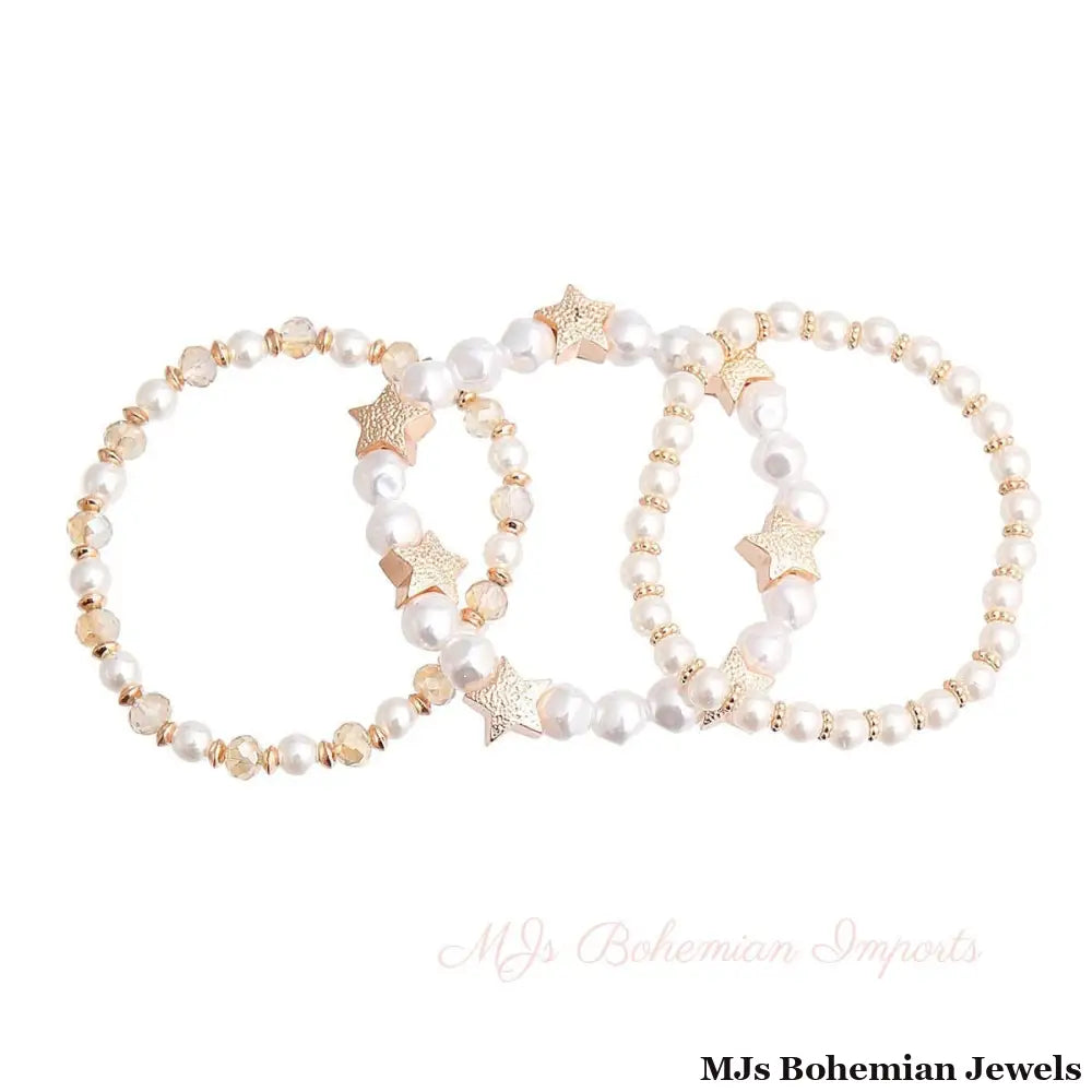 Cream Pearl Star Bracelets
