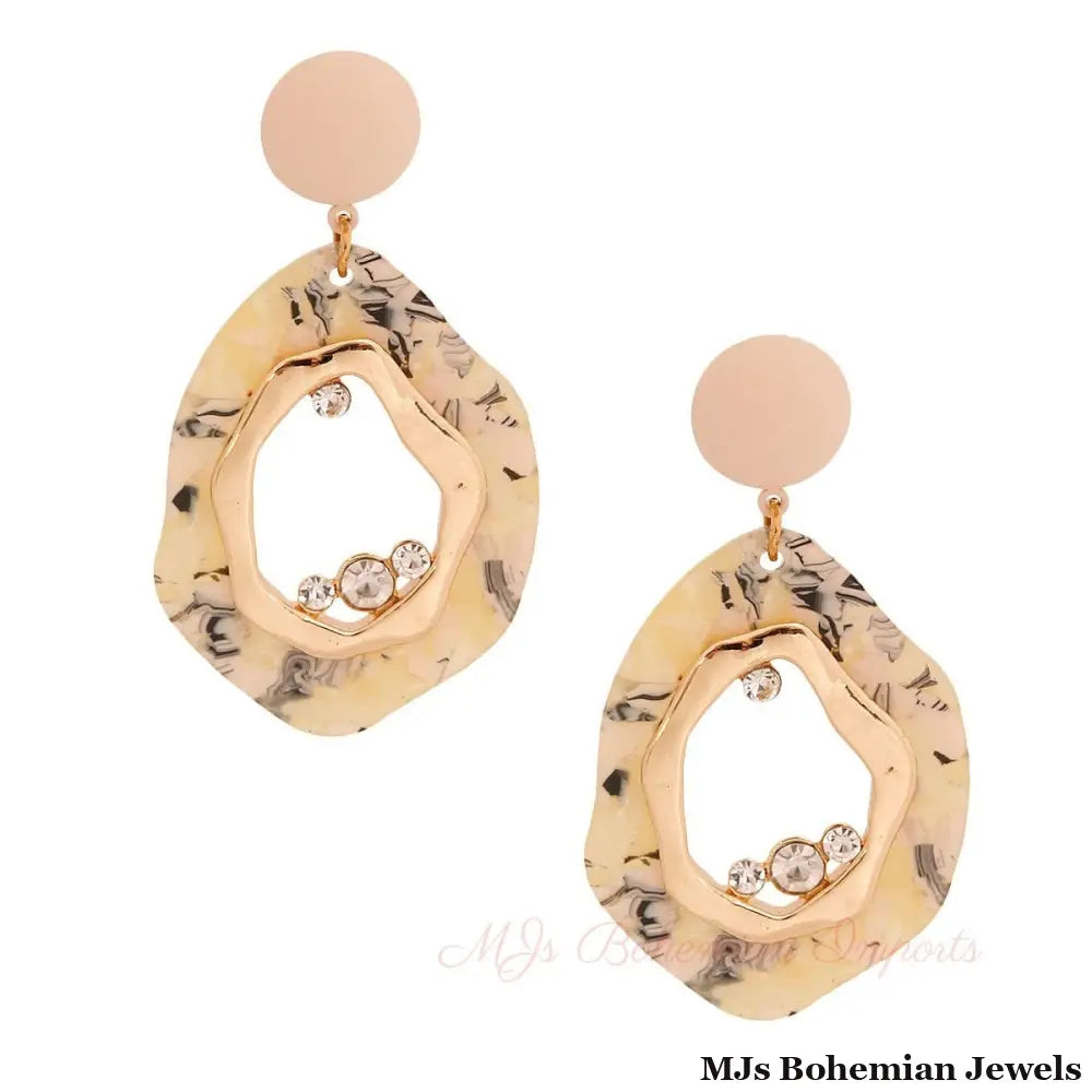 Cream Rubber Marbled Earrings