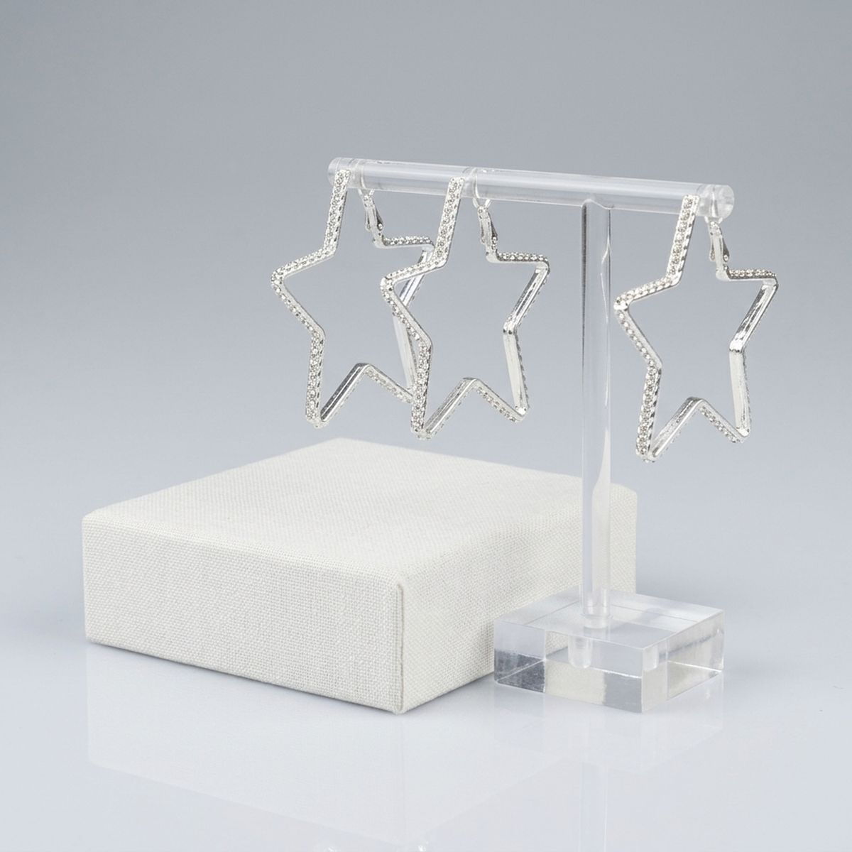 AKA Silver Star Rhinestone Edge Hoop Earrings