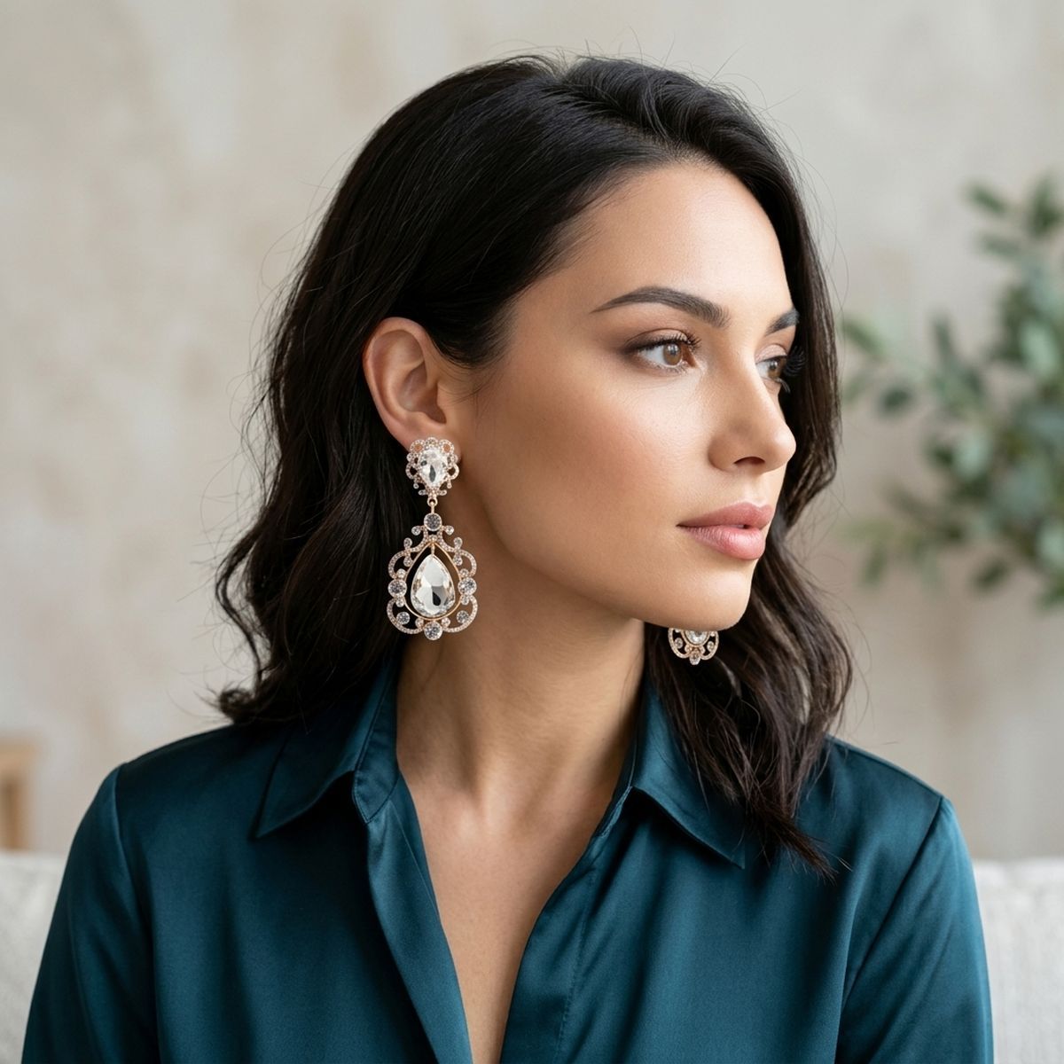 Gold Teardrop Filigree Vintage Clip On Earrings