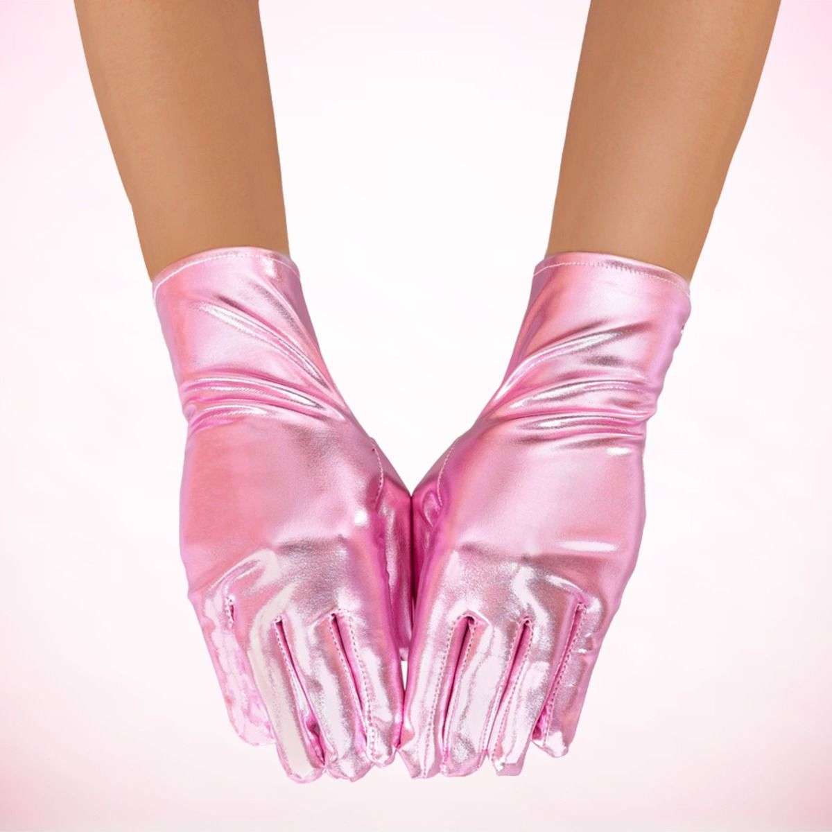 Pink Metallic Formal Short Gloves AKA