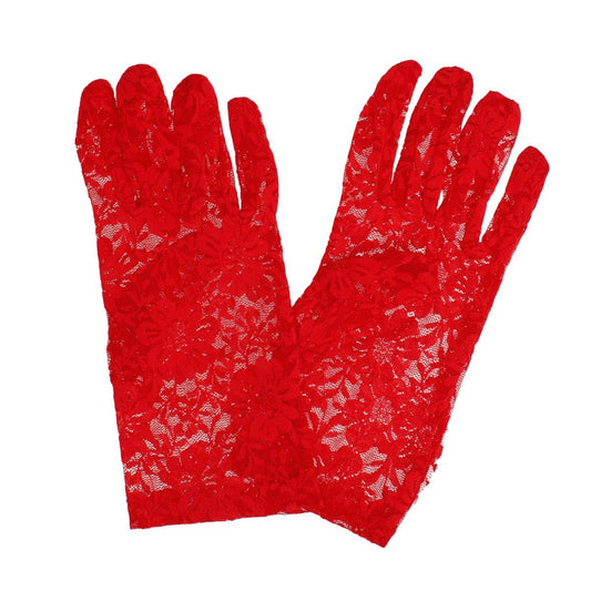 Red Lace Short Formal Gloves DST for Women