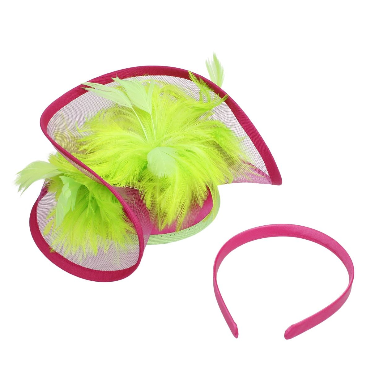 AKA Sorority Pink Green Folded Feather Fascinator
