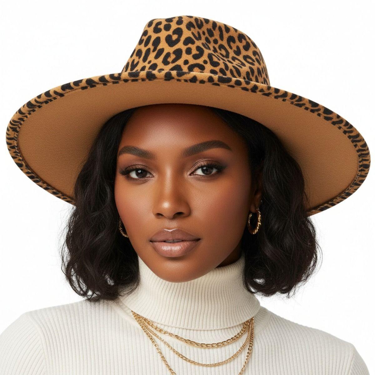 Brown Leopard Print Fedora
