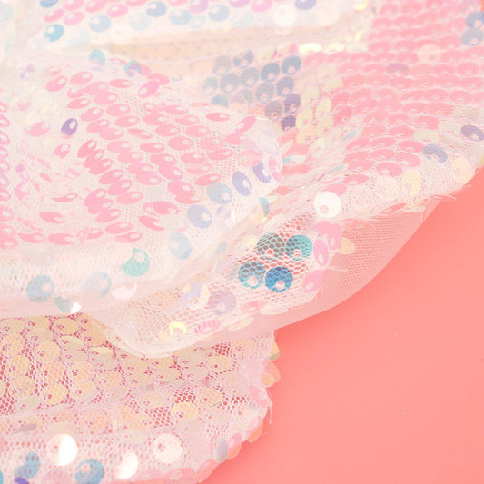 XL Flower White Sequin Hair Clip Headband Brooch