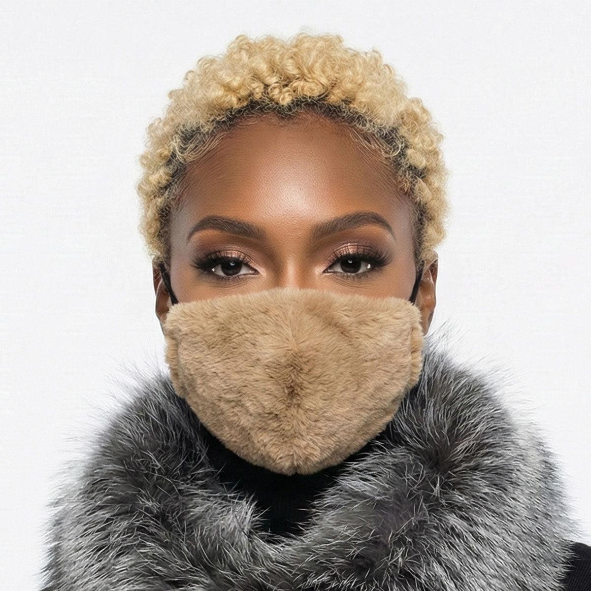 Light Brown Faux Fur Mask