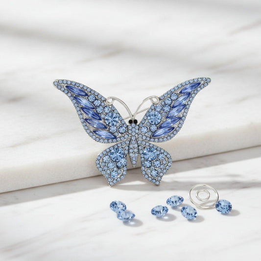Brooch Light Blue Stone Butterfly Silver Brooch