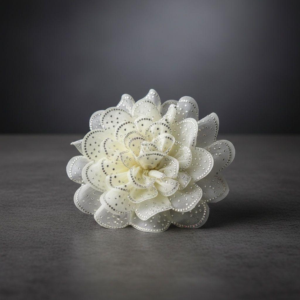 Yellow Camellia Flower Sparkle Brooch Hair Clip