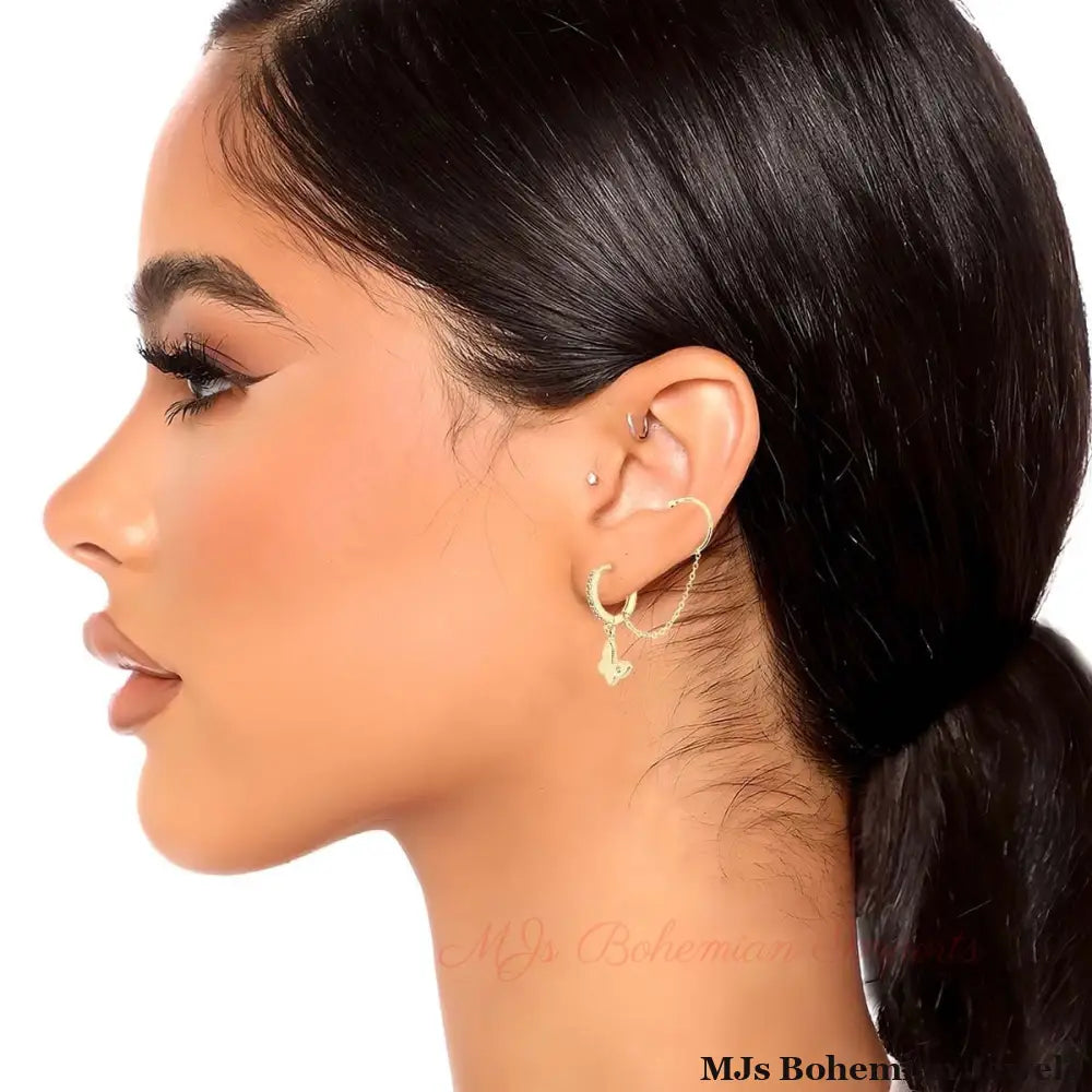 CZ Pave Huggie Hoop Butterfly Ear Cuff Set