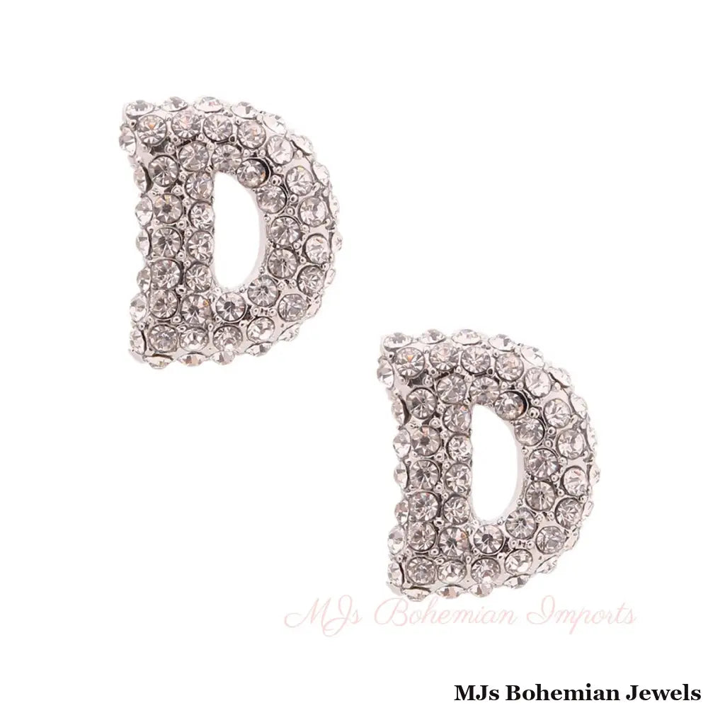 D Rhinestone Silver Studs