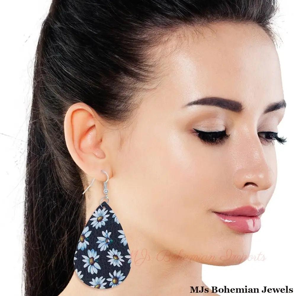 Daisy Printed Teardrop Earrings