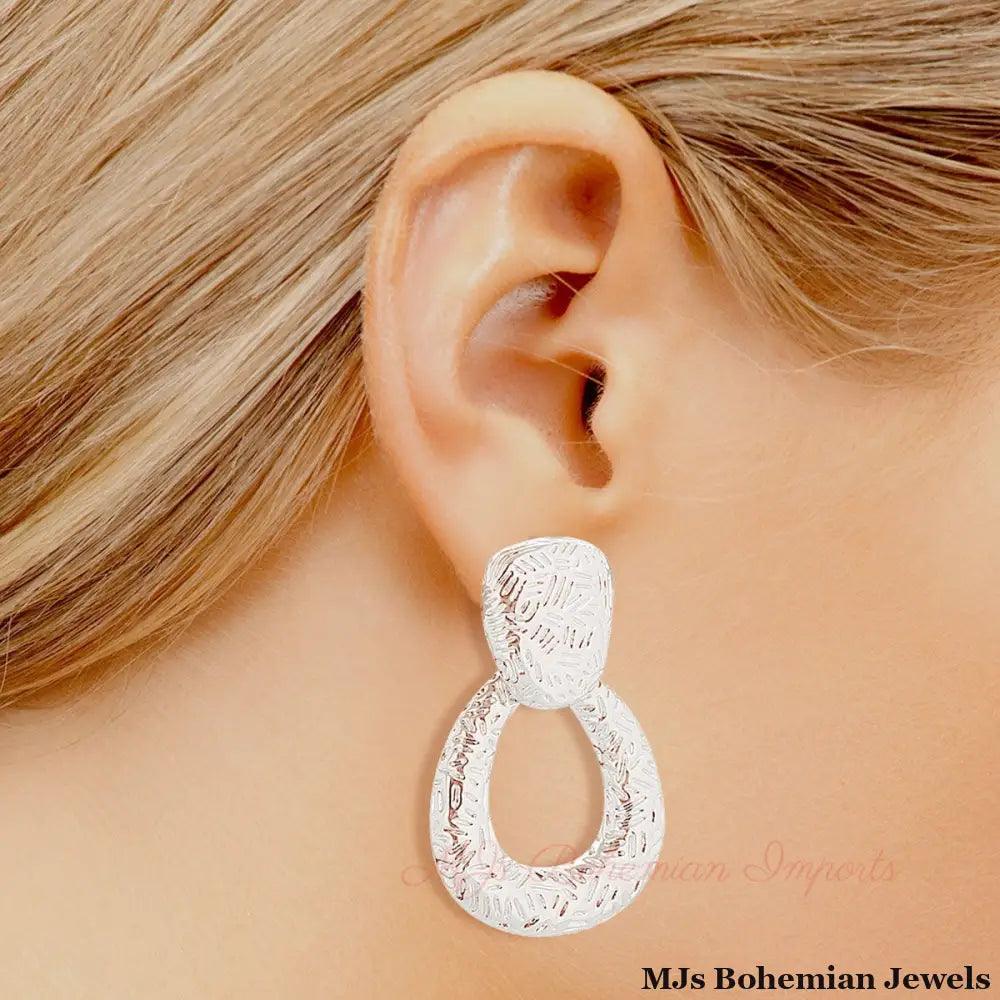 Dangle White Gold Small Scratch Drop Earring Women