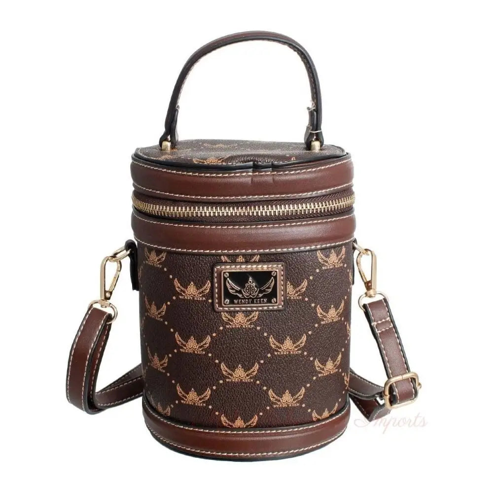 Dark Brown Top Handle Barrel Clutch
