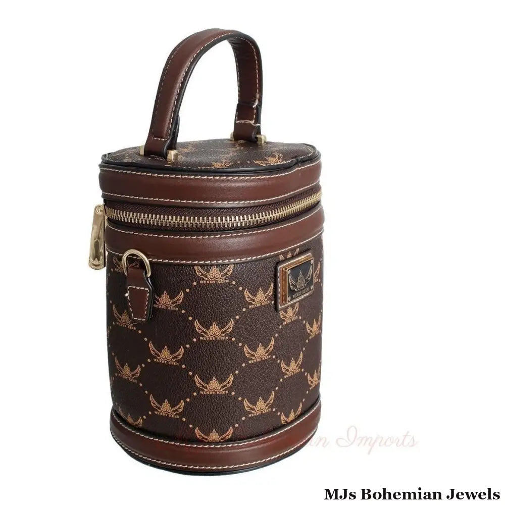 Dark Brown Top Handle Barrel Clutch