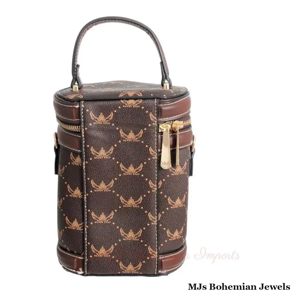 Dark Brown Top Handle Barrel Clutch