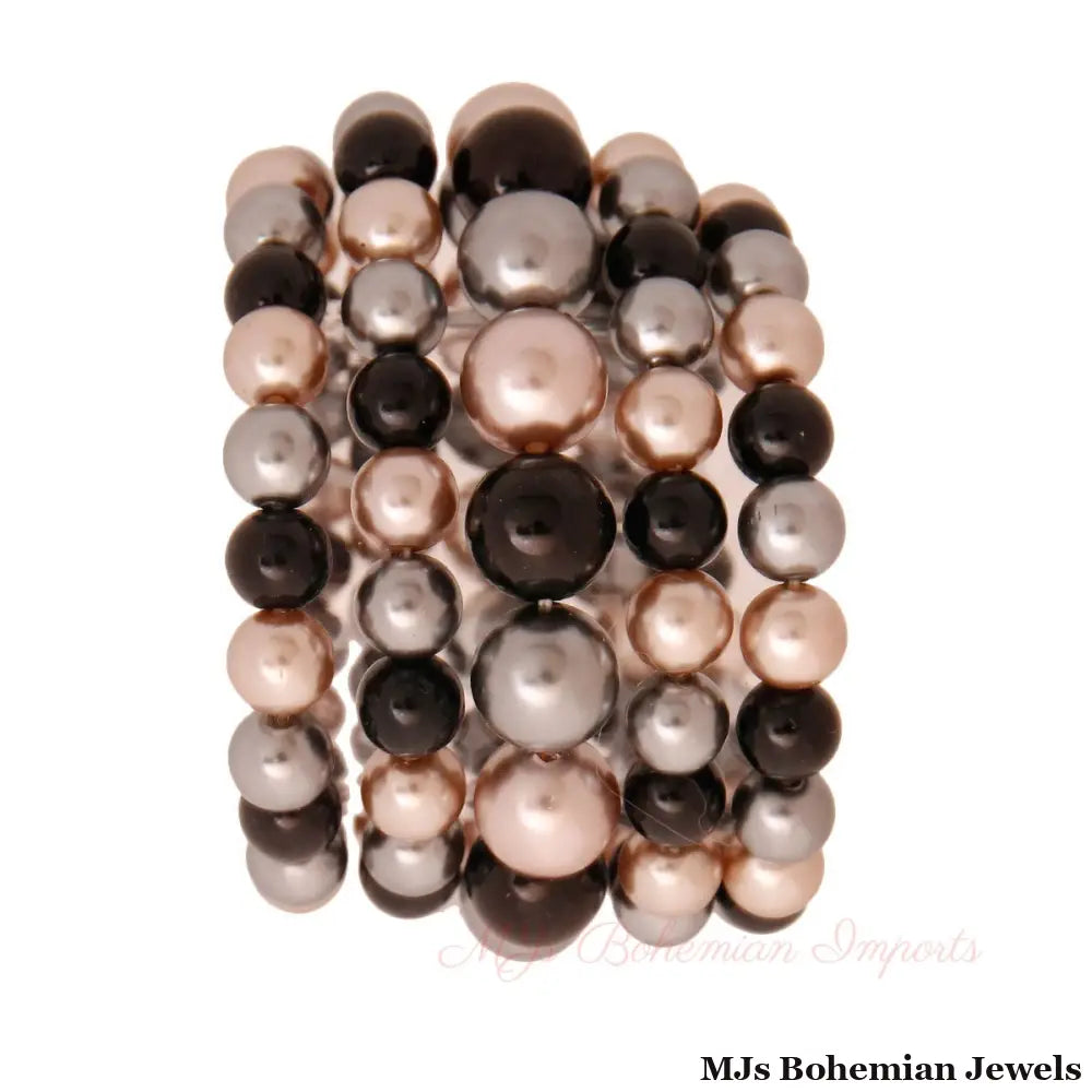 Dark Mix Pearl 5 Pc Bracelets