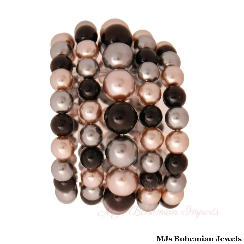 Dark Mix Pearl 5 Pc Bracelets