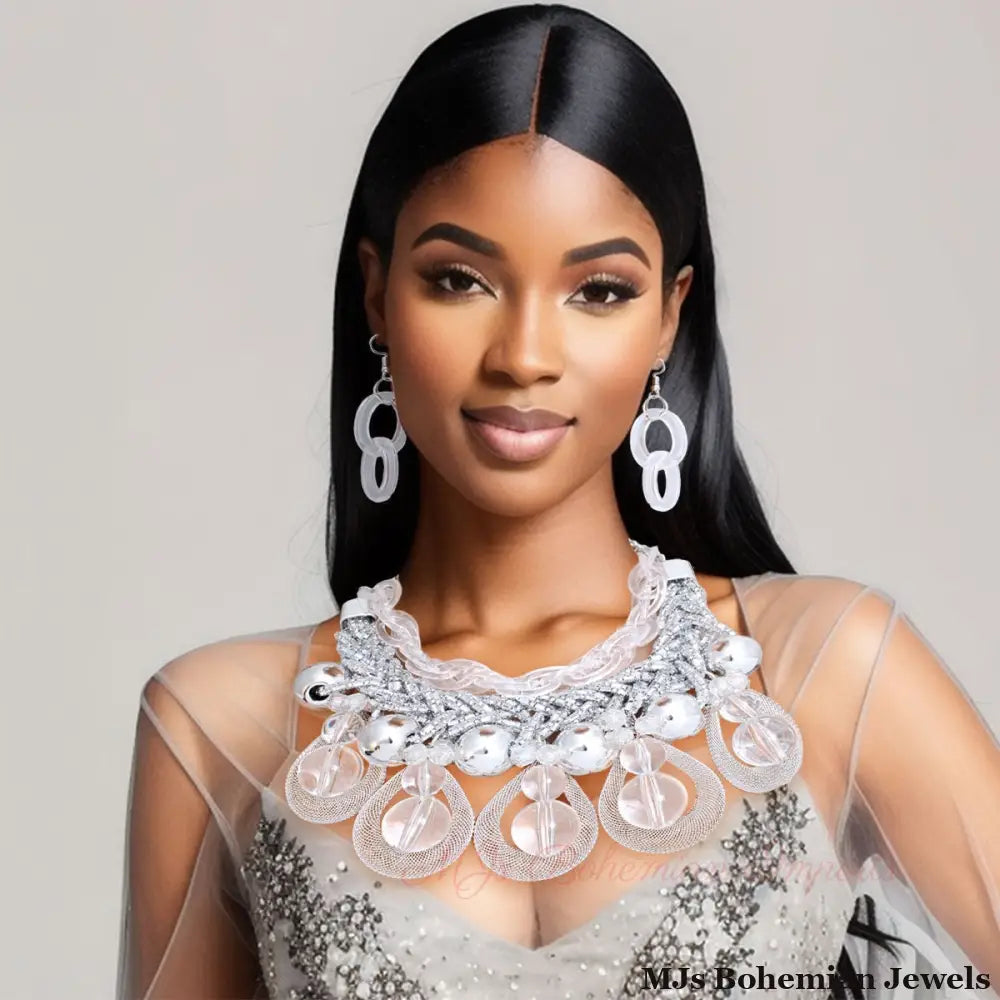 Dazzling Silver Teardrop Cascade Ensemble