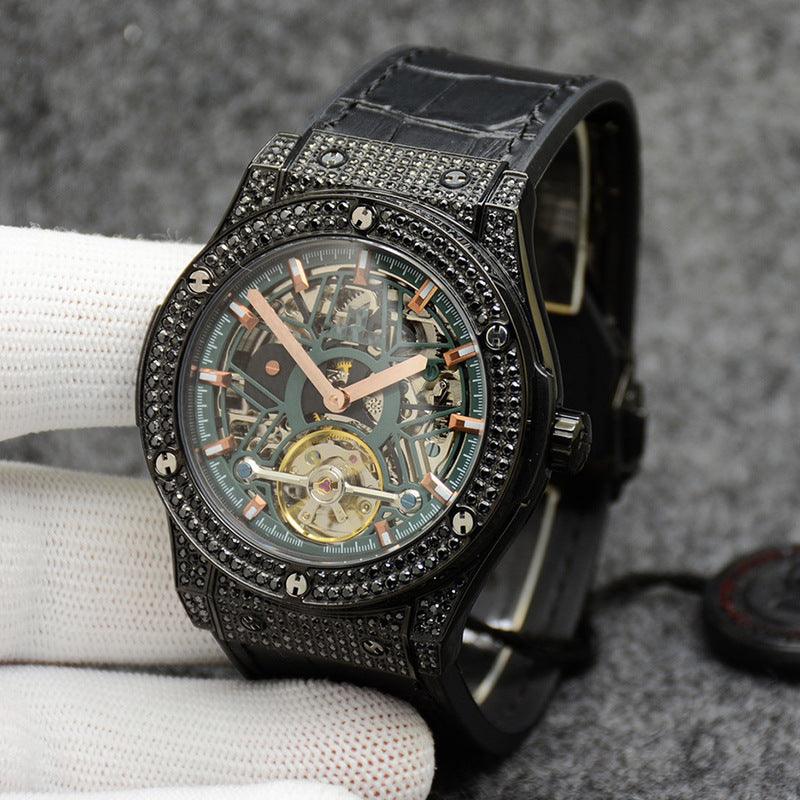 Color: 7Color - Men's And Women's Fashion Crystal Case Hollow Automatic Mechanical Watch