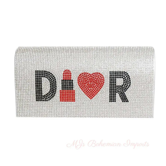 Designer Lipstick Silver Flap Clutch