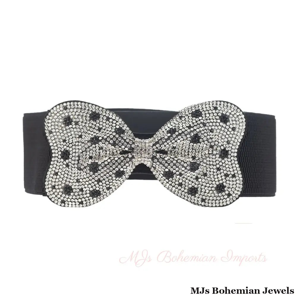 Dotted Bowknot Rhinestone Stretch Belt