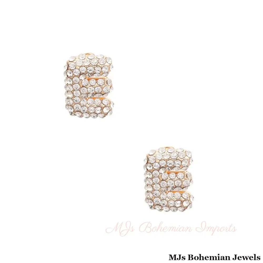 E Initial Rhinestone Studs