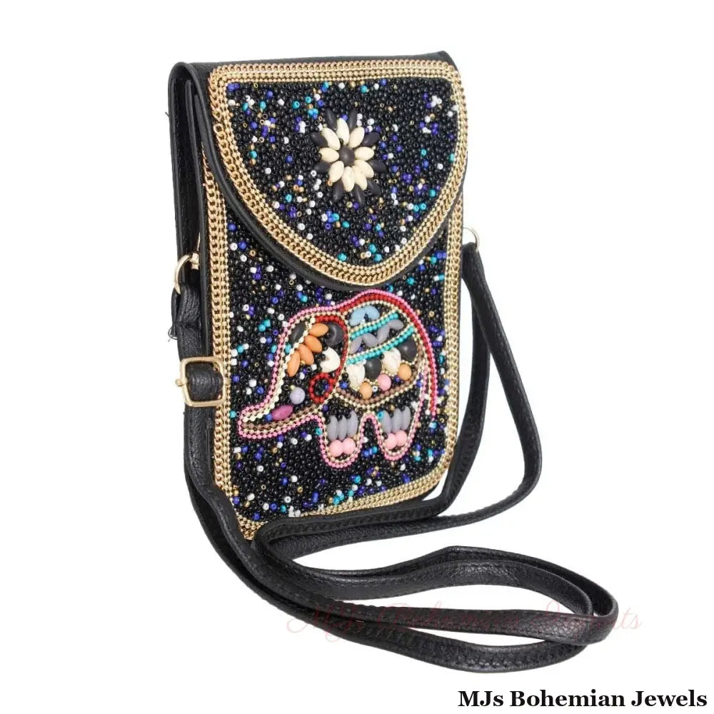 Elephant Beaded Phone Crossbody
