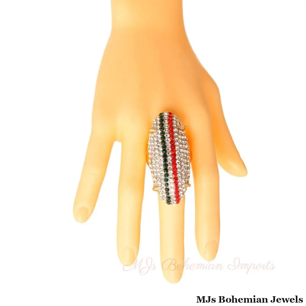 Elongated Elegance: Rhinestone Ring