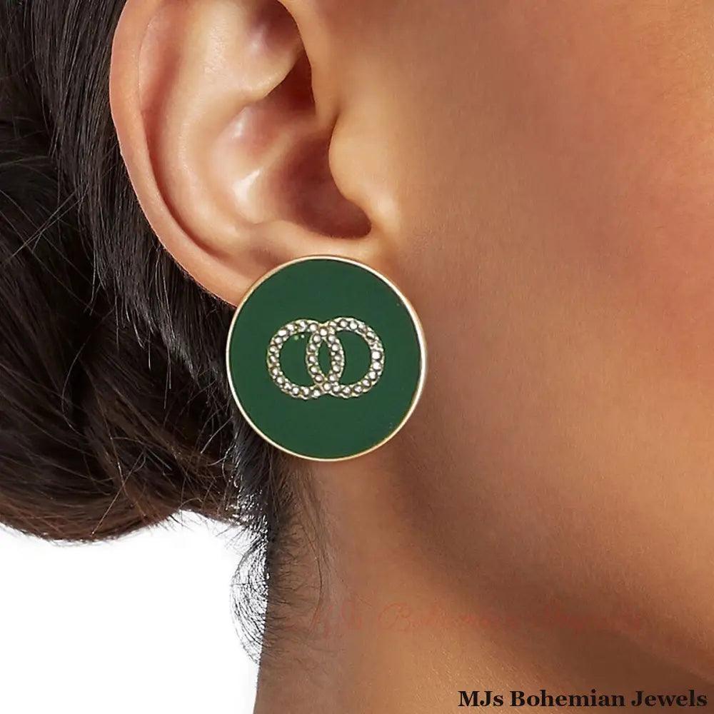 Emerald Envy Flat Studs - Bespoke Chic