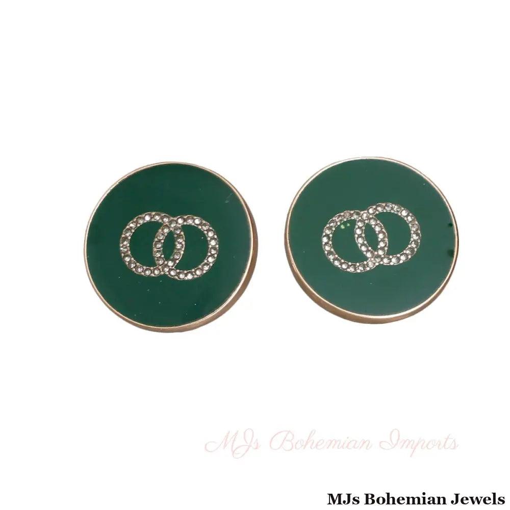 Emerald Envy Flat Studs - Bespoke Chic