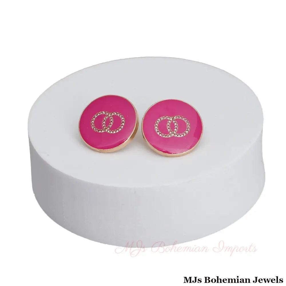 Fuchsia Flair Flat Studs - Bespoke Chic