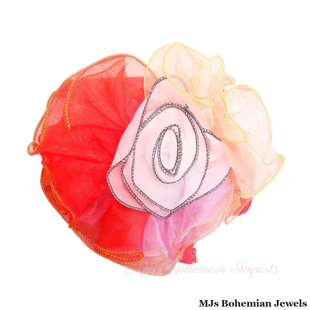 Fuchsia Pleated Ruffle Rhinestone Turban