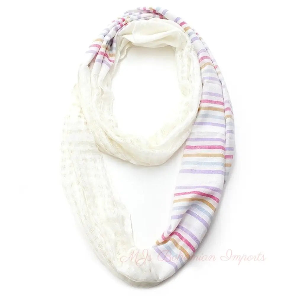 Fuschia Stripe Printed Infinity