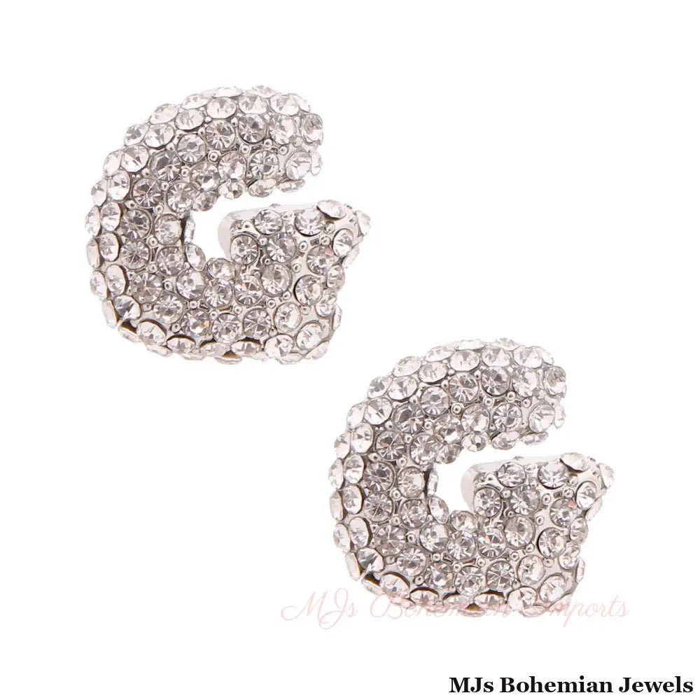 G Rhinestone Silver Studs