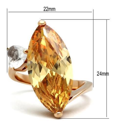 IP Rose Gold(Ion Plating) Brass Ring with AAA Grade CZ  in Champagne
