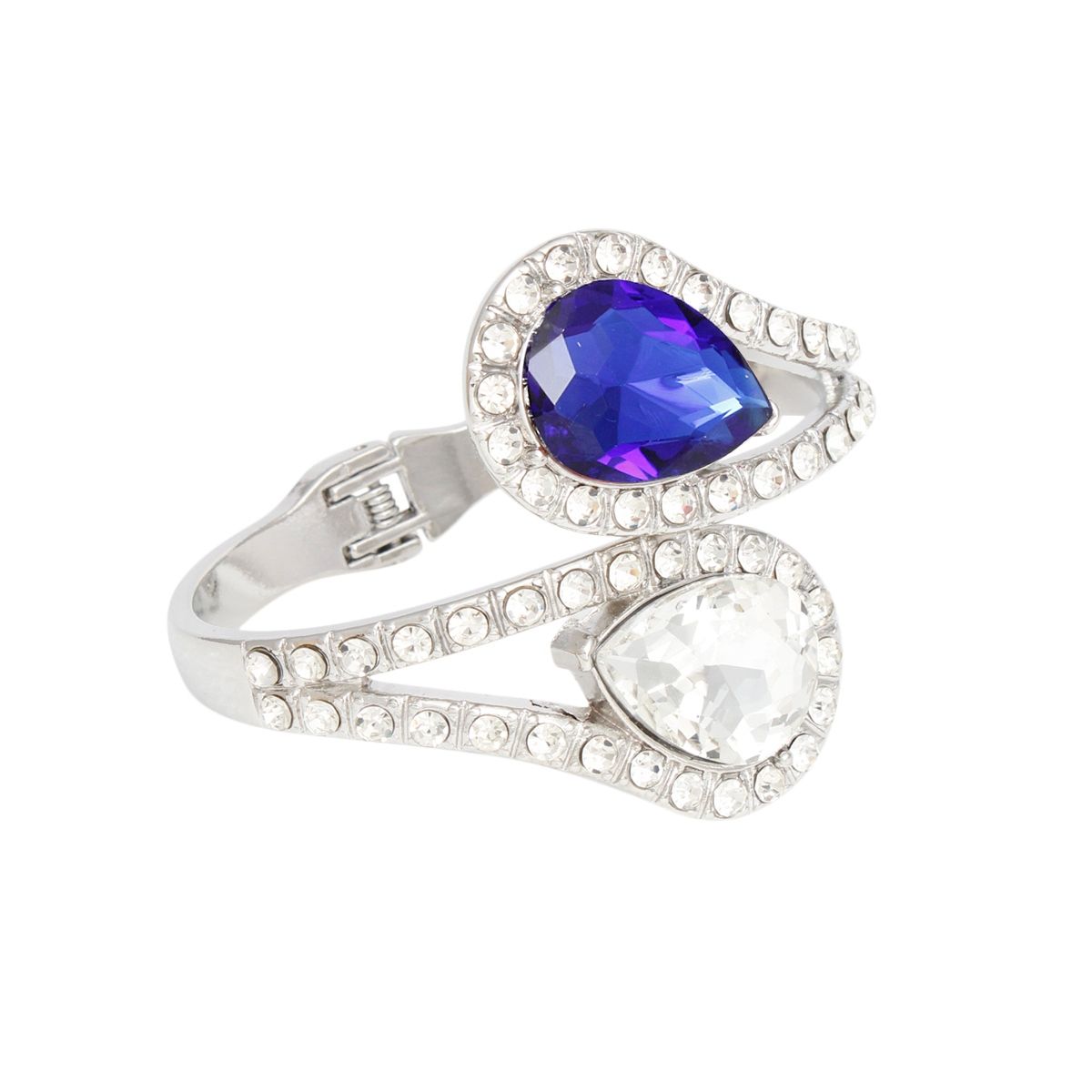 ZPB Blue and Clear Teardrop Crystal Cuff Bracelet