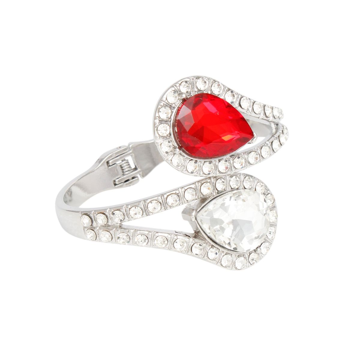 DST Red and Clear Teardrop Crystal Cuff Bracelet