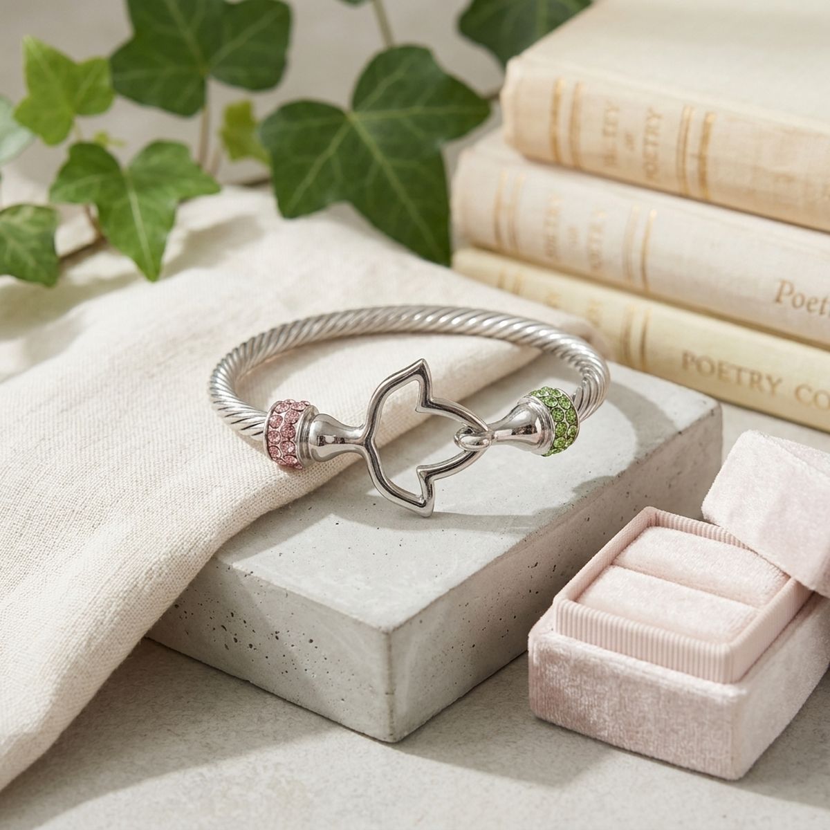 AKA Silver Cable Interlock Bangle