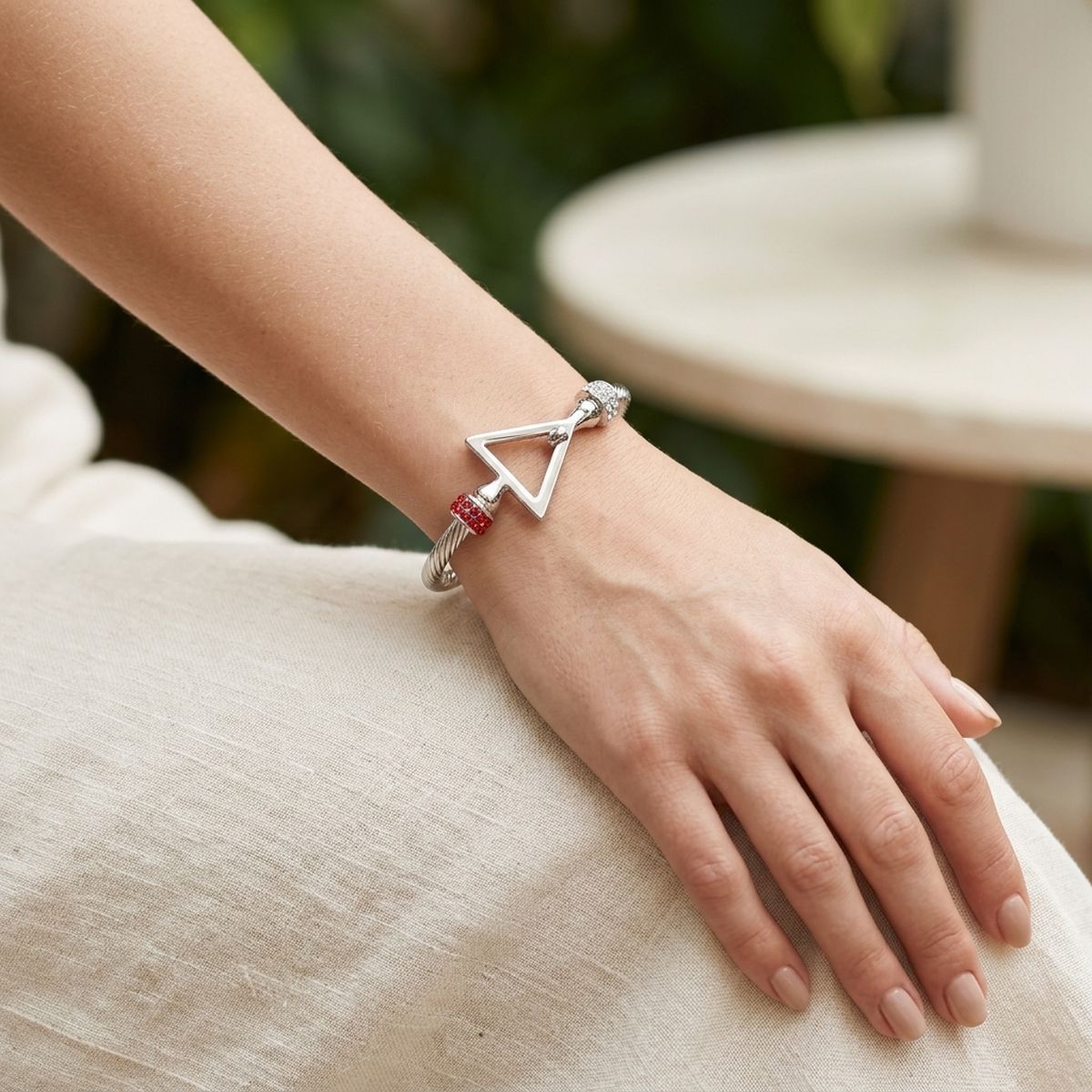 DST Delta Silver Twisted Cable Bangle Bracelet