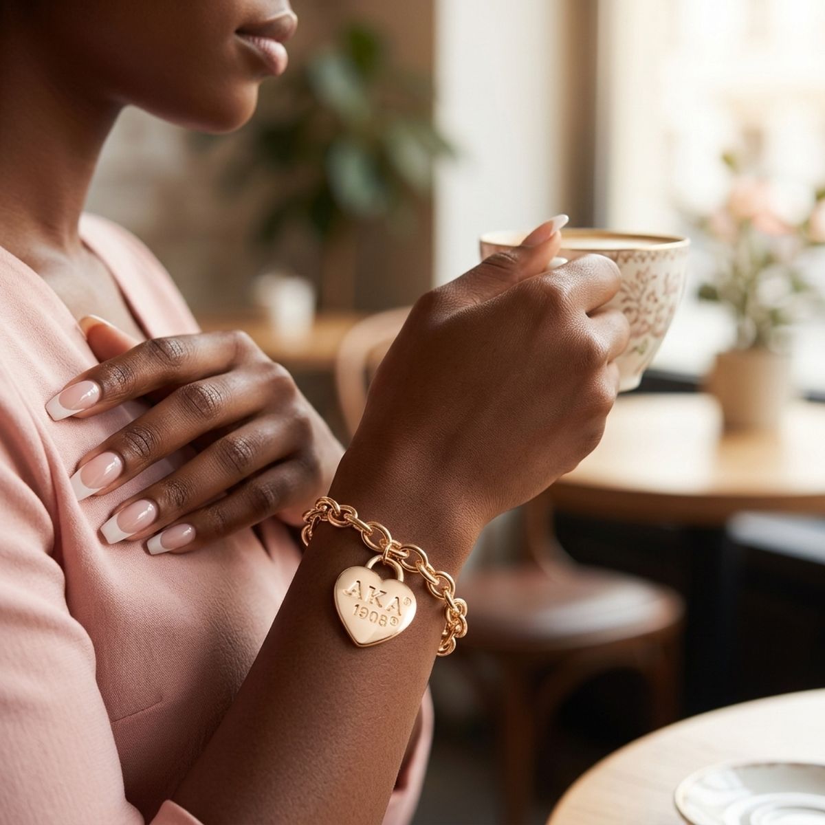 AKA Gold 1908 Legacy Heart Lock Chain Bracelet