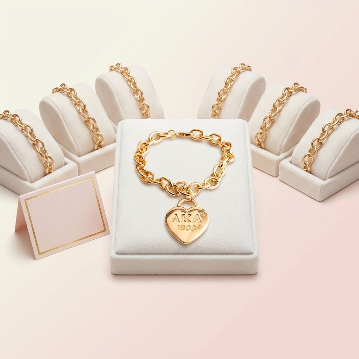 AKA Gold 1908 Legacy Heart Lock Chain Bracelet