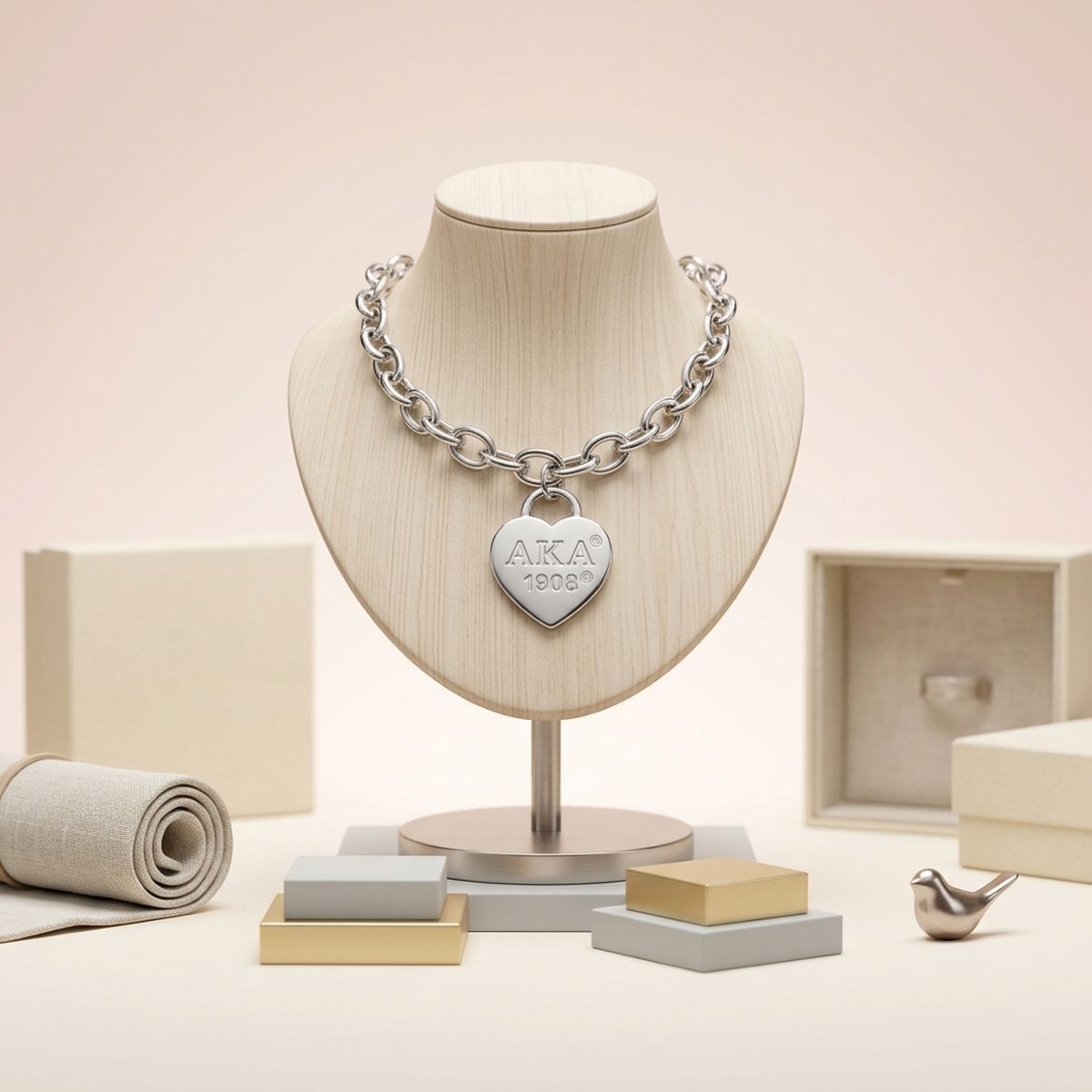 AKA Silver 1908 Legacy Heart Lock Chain Bracelet