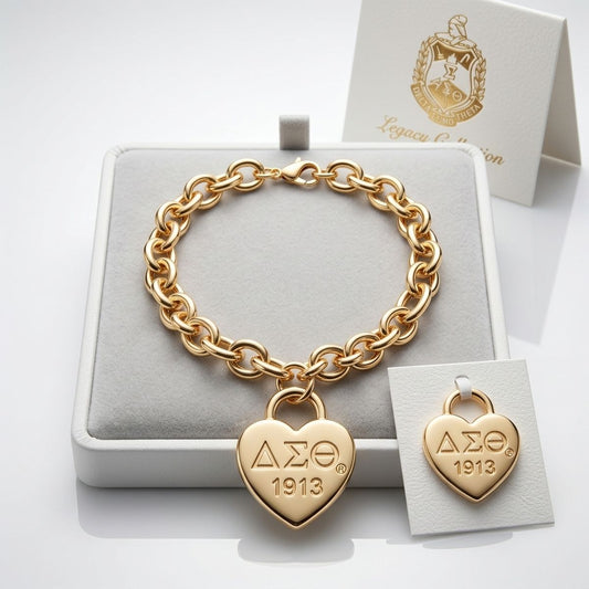 DST Gold 1913 Legacy Heart Lock Chain Bracelet