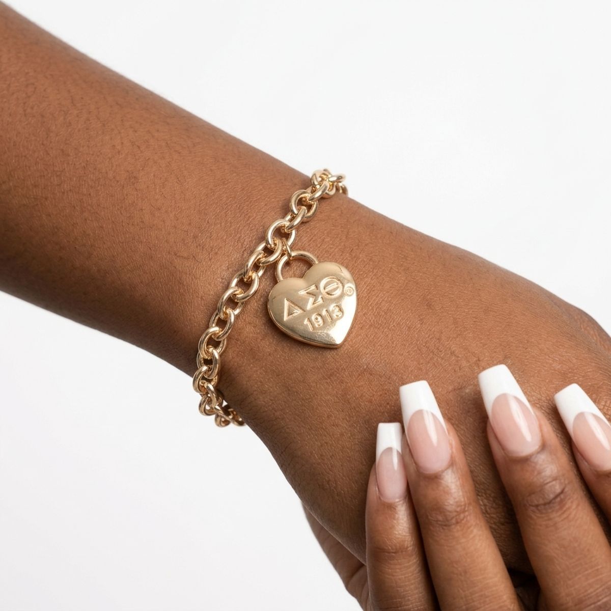 DST Gold 1913 Legacy Heart Lock Chain Bracelet