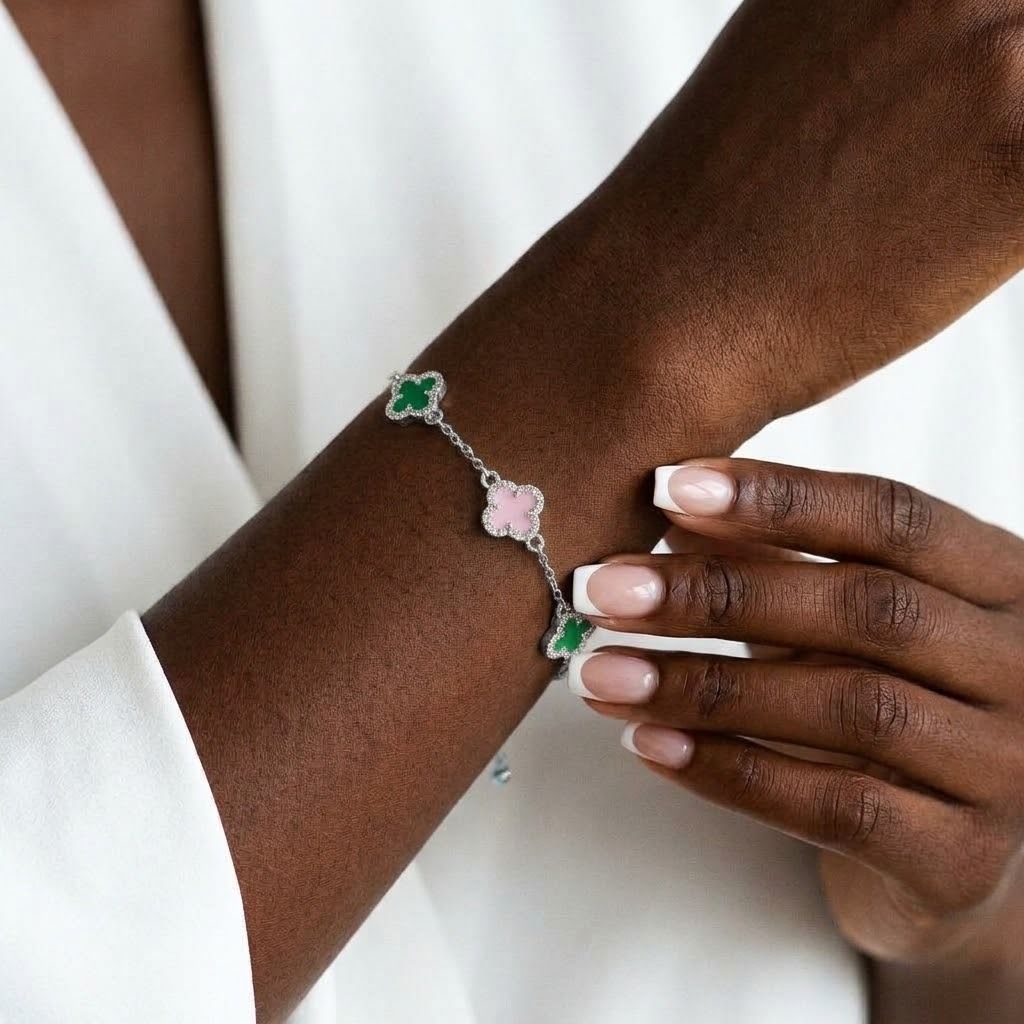 AKA Pink and Green Quatrefoil Clover Bracelet