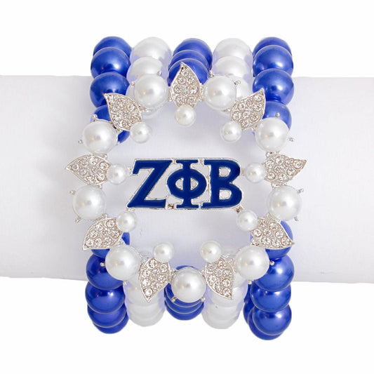 Discontinued: Bracelet Blue White Pearl ZPB 5 Strand for Women