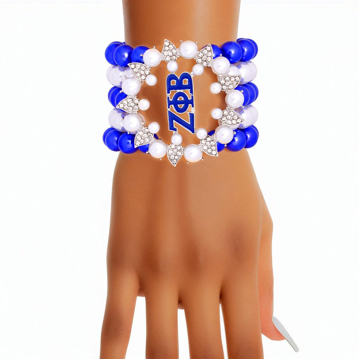 Discontinued: Bracelet Blue White Pearl ZPB 5 Strand for Women